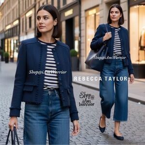 Rebecca Taylor navy blue stretch boucle jacket *shop@iamwarrior
